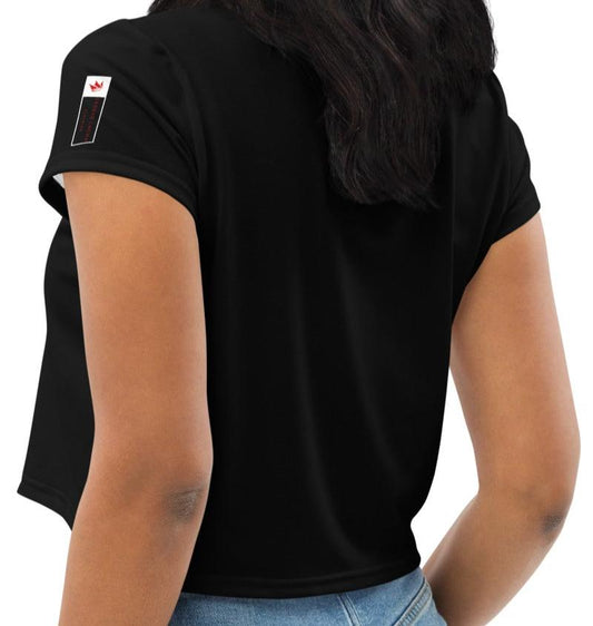 Crookd Crown Crop Top – Black & White back