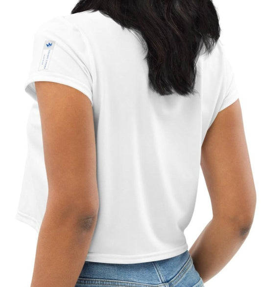 Crookd Crown Crop Top – White & Light Gray back