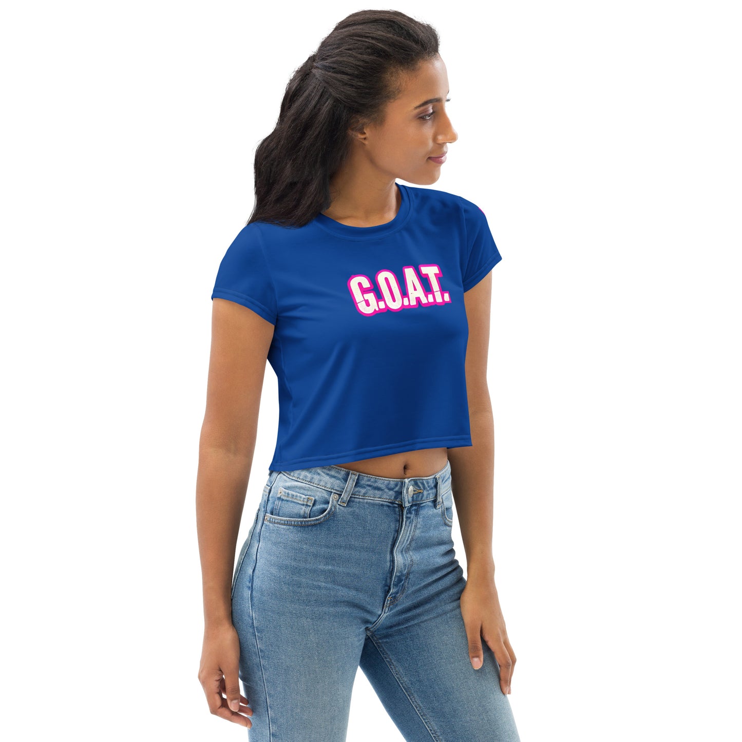G.O.A.T. Crop Top – White & Blue right