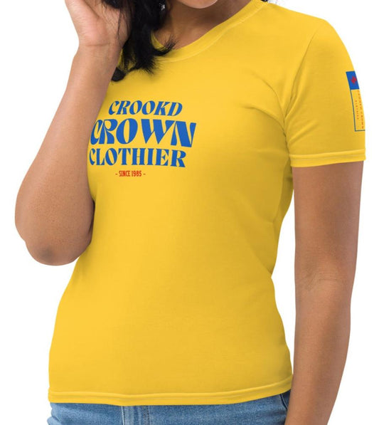 Crookd Crown Baby Doll Tee – Yellow & Blue side