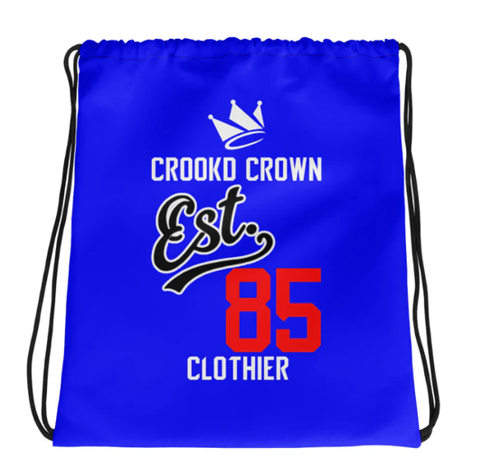 Introducing the Crookd Crown Clothier Est. 85 Drawstring Bag – Redefining Everyday Streetwear