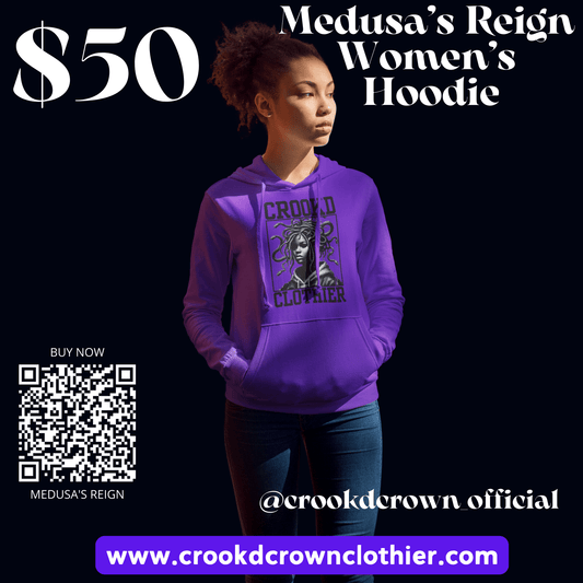 Crookd Crown Clothier – Redefining Royalty with Medusa's Reign Hoodie