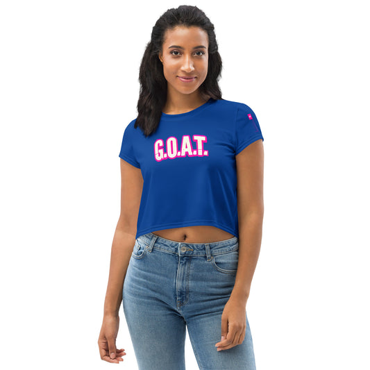G.O.A.T. Crop Top – White & Blue