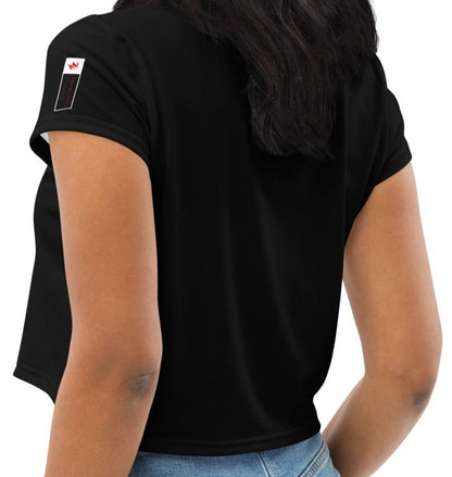 Crookd Crown Crop Top – Black & White back