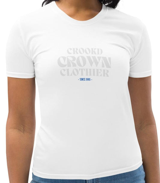 Crookd Crown Baby Doll Tee – White & Light Gray 