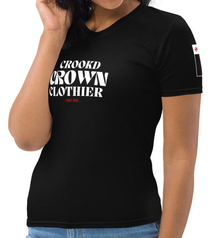 Crookd Crown Baby Doll Tee – Black & White side