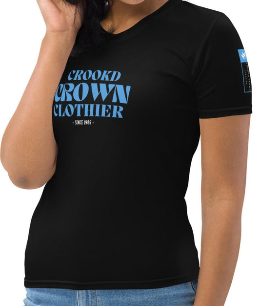 Crookd Crown Baby Doll Tee – Black & Blue side