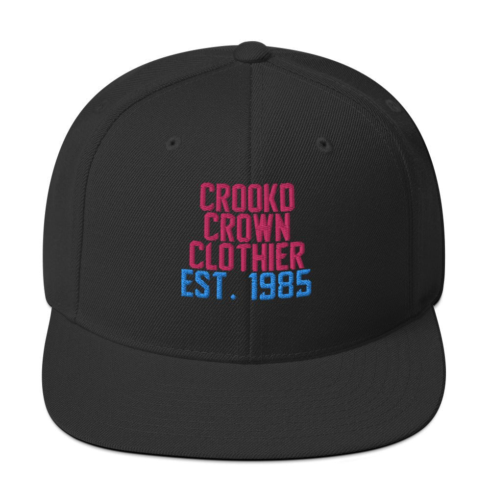 Crookd Crown Snapback – Black w/ Pink