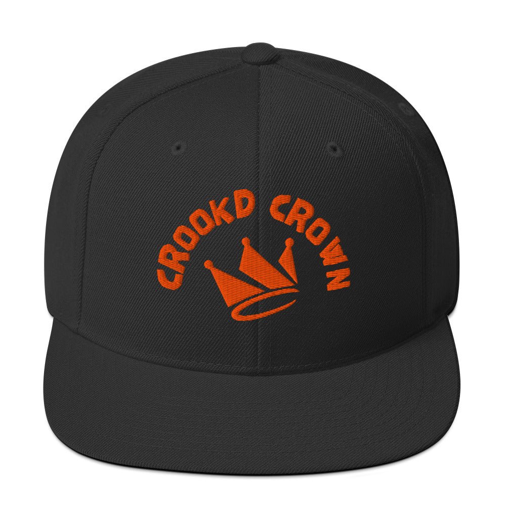 Crookd Crown Snapback Hat – Black