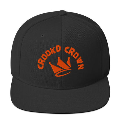 Crookd Crown Snapback Hat – Black