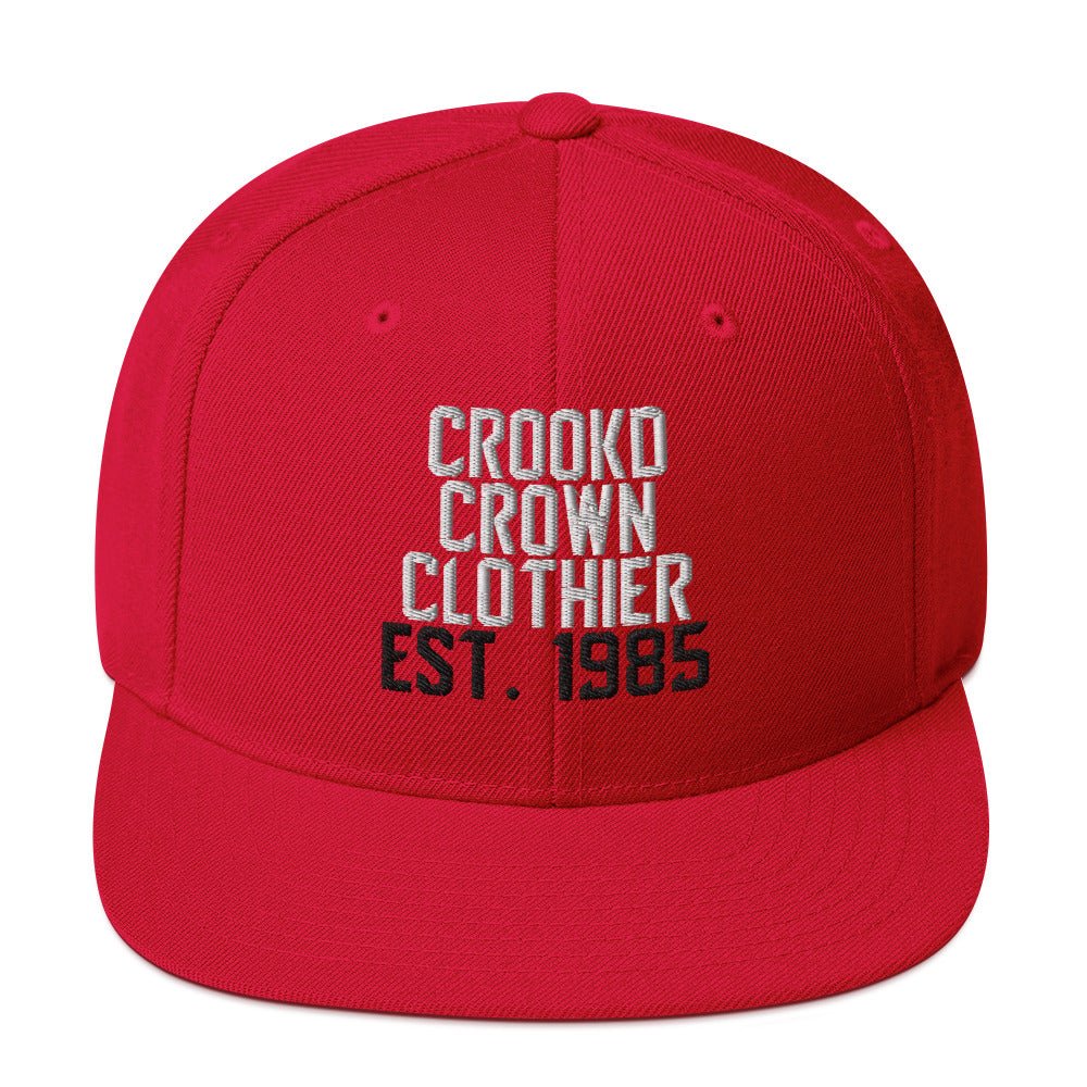 Crookd Crown Embroidered Snapback – Red