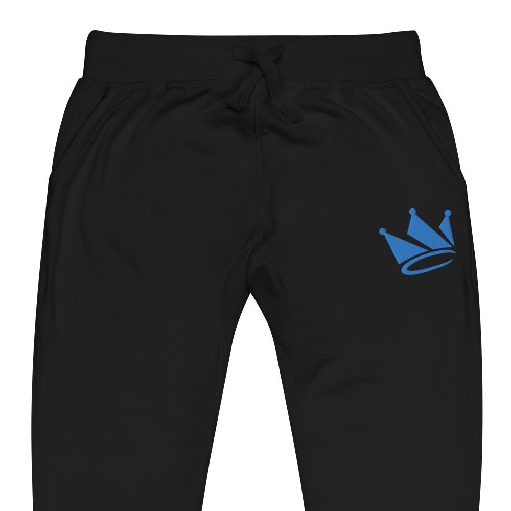 OG Crookd Crown Embroidered Joggers – Black closeup