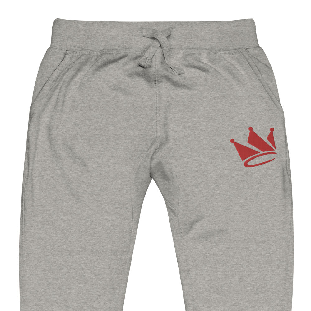 OG Crookd Crown Embroidered Joggers – Gray closeup