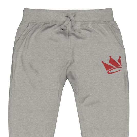 OG Crookd Crown Embroidered Joggers – Gray closeup